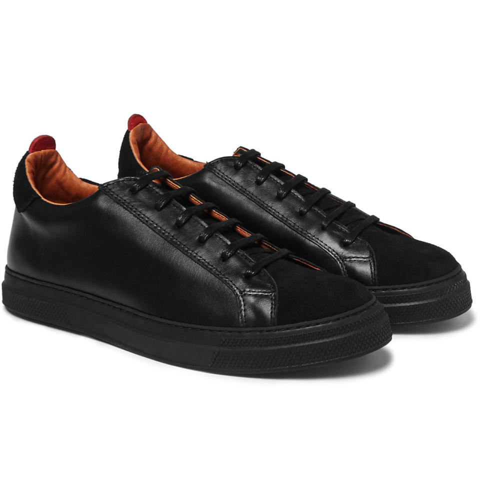 <p>Haven't you heard? Black trainers are the new white trainers?... Or something like that.</p><p>Clean and simple, these smart low-tops by Oliver Spencer are made out of leather and suede with a subtle hint of tan on the inside for a bit of colour, which is nice.</p><p><em><a rel="nofollow noopener" href="https://www.mrporter.com/en-gb/mens/oliver_spencer/ambleside-suede-and-leather-sneakers/742171?ppv=2" target="_blank" data-ylk="slk:£185, mrporter.com;elm:context_link;itc:0;sec:content-canvas" class="link ">£185, mrporter.com</a></em><br></p>