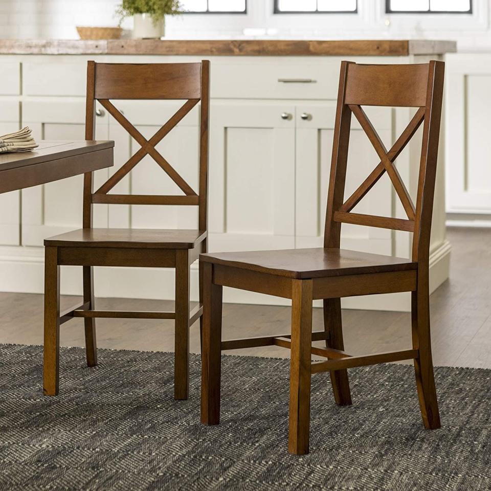 9) Solid Wood Farmhouse Dining Chairs (Set of 2)