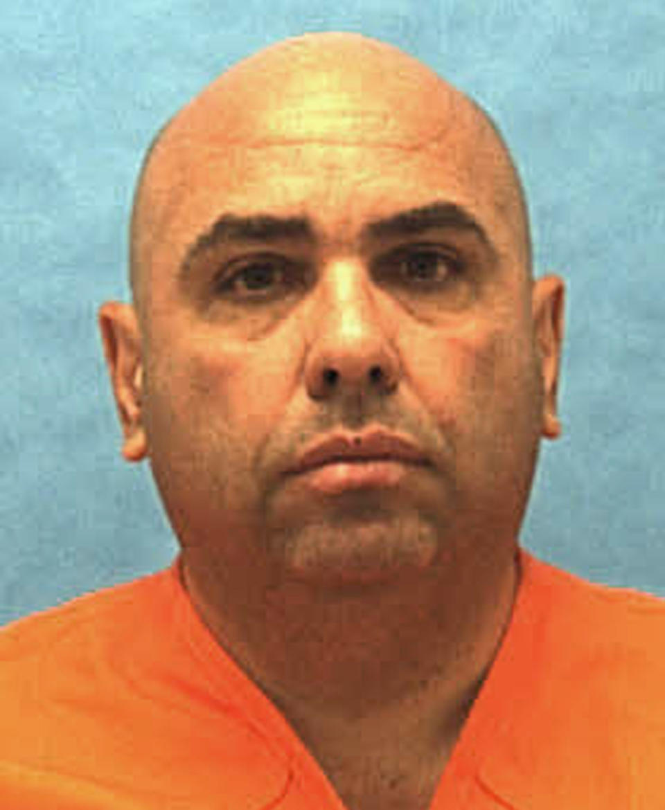 This undated photo made available by the Florida Department of Law Enforcement shows Jose Antonio Jimenez. Jimenez is scheduled to die by lethal injection Thursday, Dec. 13, 2018, for beating and stabbing to death an elderly woman in Miami-Dade County 26 years ago. (Florida Department of Law Enforcement via AP)