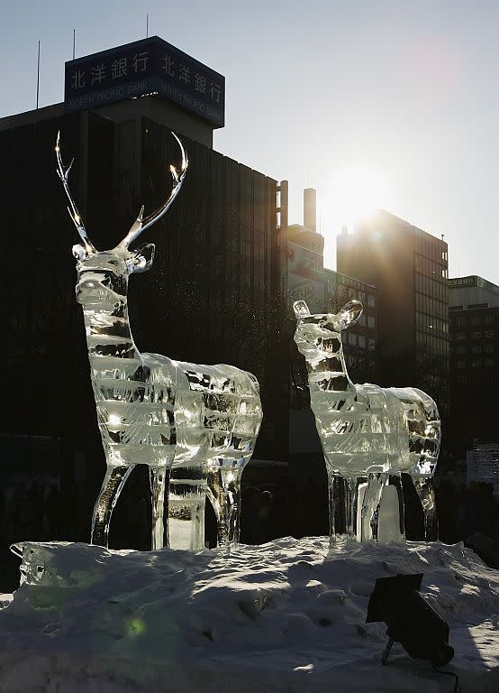 �Ice Sculptures are displayed at Odori Koen during the 57th Sapporo Snow Festival.