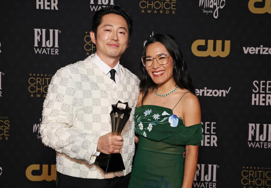 (Left to Right) Steven Yeun and Ali Wong both took home awards for their acting in “Beef” at the 29th Annual Critics Choice Awards at Barker Hangar in Santa Monica. (Kevin Mazur/Getty Images for Critics Choice Association)