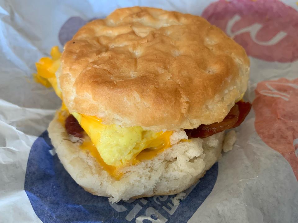 Mcdonald's breakfast sandwich on original wrapping