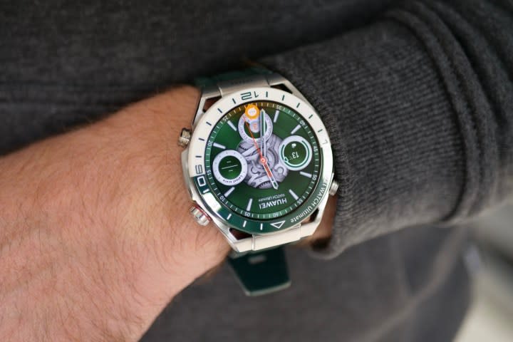 A person wearing a Huawei Watch Ultimate.