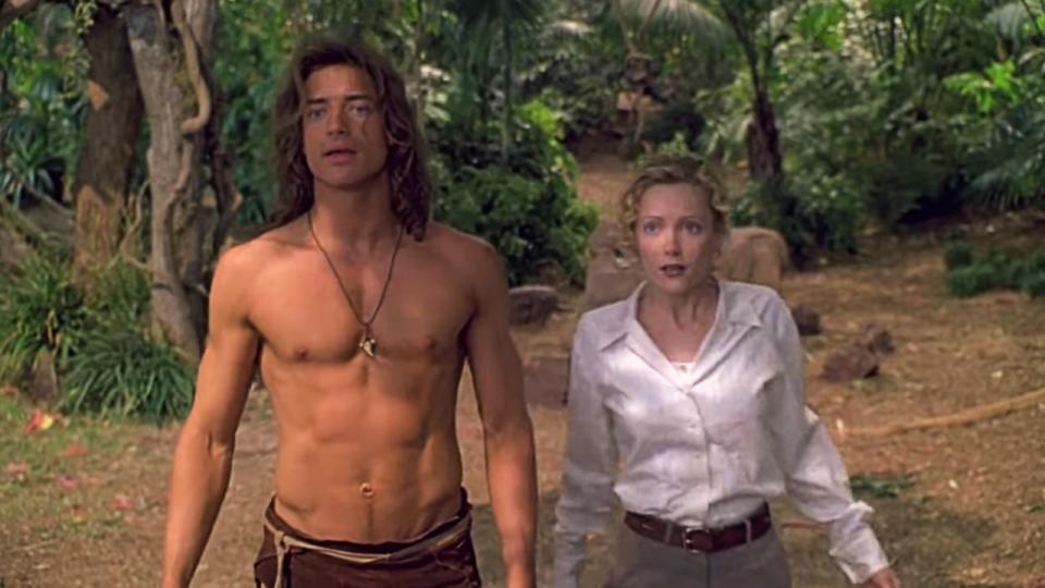  George (Brendan Fraser) and Ursula (Leslie Mann) in George of the Jungle 