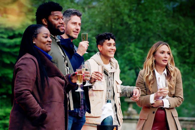 PEACOCK Cirie Fields, Quentin Jiles, Arie Luyendyk Jr., Andie Thurmond, and Kate Chastain in season 1 of 'The Traitors'