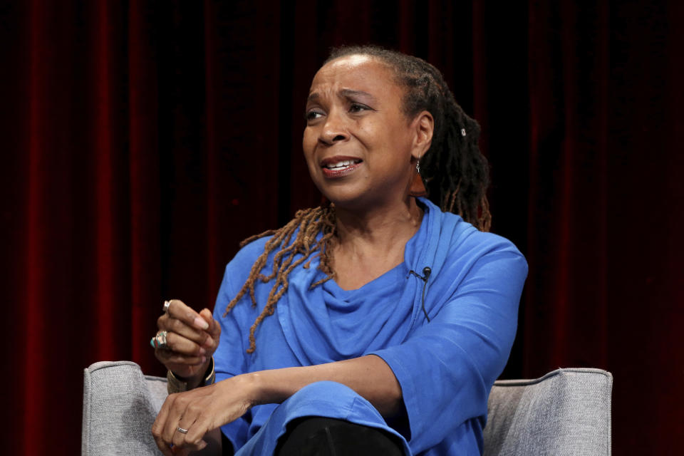 FILE - In this Feb. 2, 2019, file photo, Kimberle Crenshaw participates in the 'Reconstruction: America After Civil War' panel during the PBS presentation at the Television Critics Association Winter Press Tour at The Langham Huntington in Pasadena, Calif. Crenshaw, executive director of the African American Policy Forum, a social justice think tank based in New York City, was one of the early proponents of critical race theory. Initially, she says, it was “simply about telling a more complete story of who we are.” (Photo by Willy Sanjuan/Invision/AP, File)