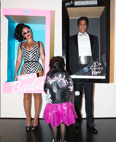 Beyoncé, Jay-Z and Blue Ivy Carter as Barbie and Ken dolls for Halloween. 