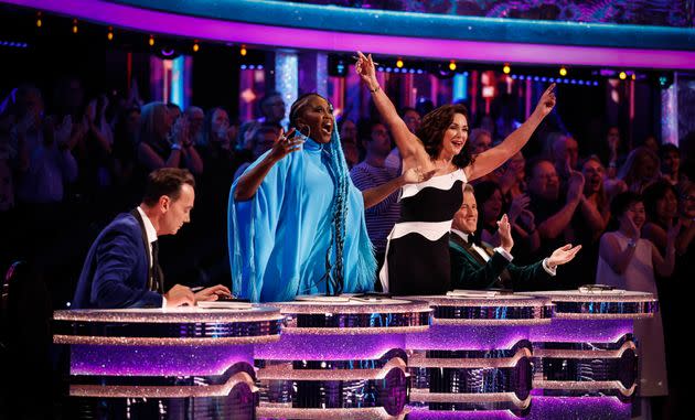 Shirley with fellow Strictly judges Craig Revel Horwood, Motsi Mabuse and Anton Du Beke 