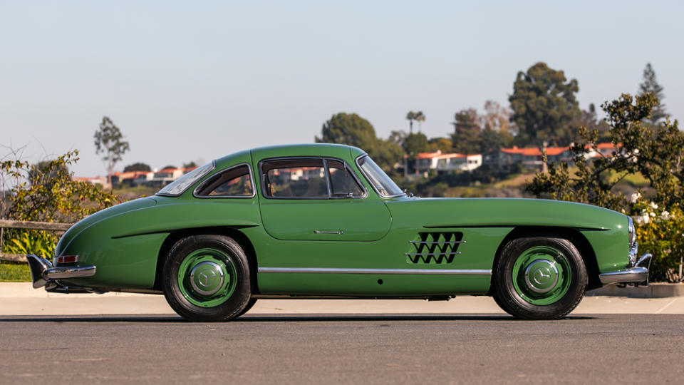 A 1955 Mercedes-Benz 300 SL "Gullwing" coupe.