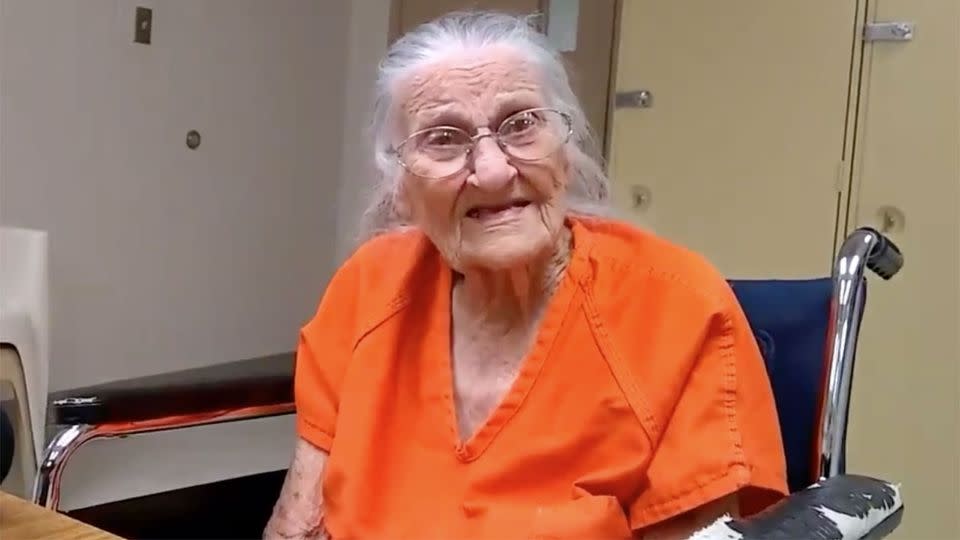 Juanita Fitzgerald, 93, was arrested and put in prison after refusing to leave her Florida housing community after she was evicted. Photo: Twitter/WKMG