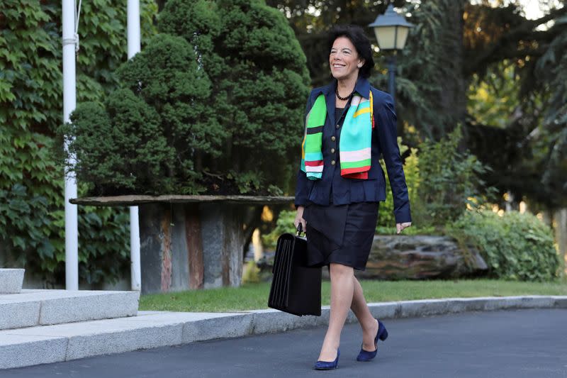 FILE PHOTO: Spain's Education Minister Isabel Celaa arrives for a cabinet meeting at the Moncloa Palace in Madrid