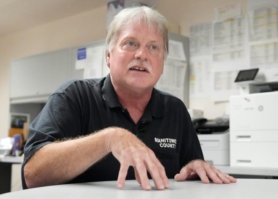 Curt Green, the coroner of Manitowoc County, talks about gun deaths in an interview in September 2023. Green has experienced gun deaths in his personal life.
(Credit: Mike De Sisti / Milwaukee Journal Sentinel)