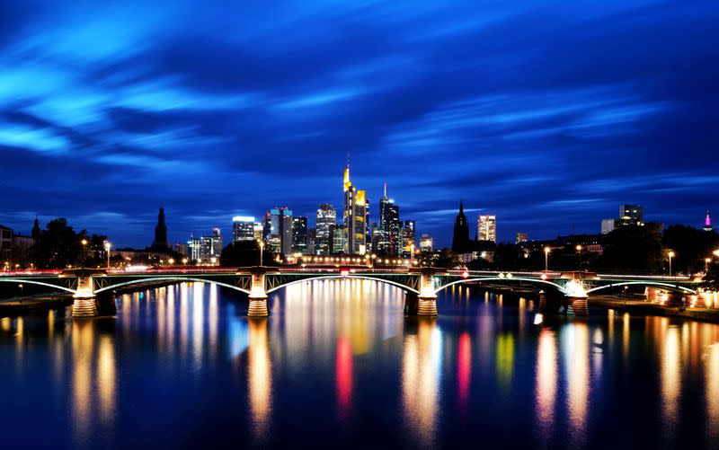 FILE PHOTO: The skyline with the banking district is photographed in Frankfurt