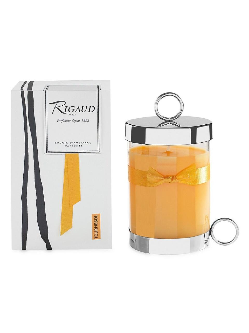 <p><a href="https://go.redirectingat.com?id=74968X1596630&url=https%3A%2F%2Fwww.saksfifthavenue.com%2Fproduct%2FRigaud-Tournesol-Scented-Candle-0400017969093.html&sref=https%3A%2F%2F" rel="nofollow noopener" target="_blank" data-ylk="slk:Shop Now;elm:context_link;itc:0;sec:content-canvas" class="link ">Shop Now</a></p><p>Tournesol Scented Candle</p><p>$105.00</p><p>saksfifthavenue.com</p><span class="copyright">Saks Fifth Avenue</span>