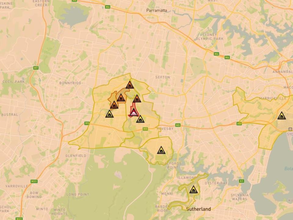 Assignment Freelance Picture Warnings for suburban Sydney issued Friday night. Picture:\n HazardWatch/NSW Government