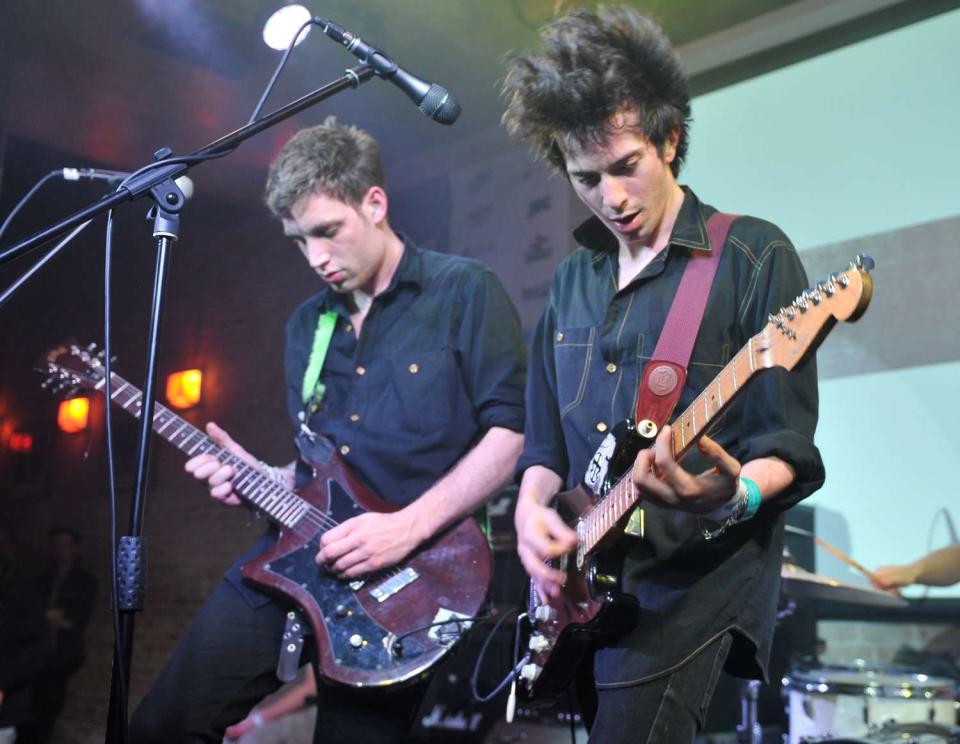 Luis Felber and Jimmy Jagger of Turbogeist perform on stage at The British Music Embassy, Latitude 30 during SXSW Interactive Festival 2012 on March 14, 2012 in Austin, Texas