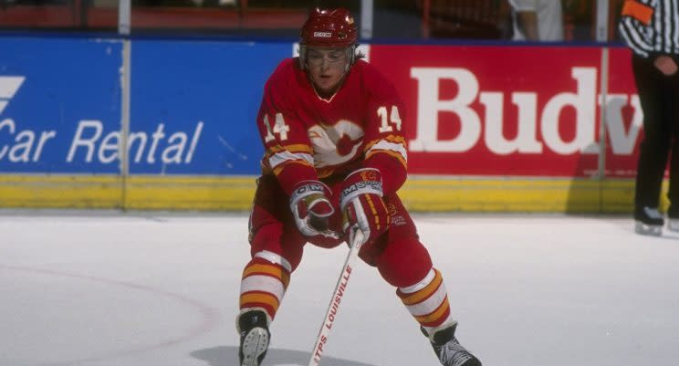 Theoren Fleury still holds the record for most short-handed goals in a game. (Stephen Dunn/Allsport/Getty)