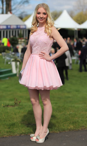 <b>Spring pastels</b><br><br> At least one lady at Aintree didn't miss the <a href="http://uk.lifestyle.yahoo.com/catwalk-queen-road-tests-spring-summer-2012-s-142434686.html" data-ylk="slk:pastels memo;elm:context_link;itc:0;sec:content-canvas;outcm:mb_qualified_link;_E:mb_qualified_link;ct:story;" class="link  yahoo-link">pastels memo</a> for S/S 2012. We love this cupcake pink babydoll dress.