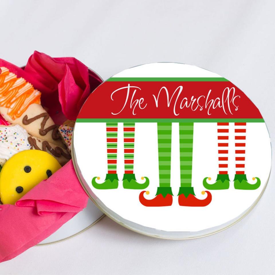 Personalized Elf Stockings Christmas Tin