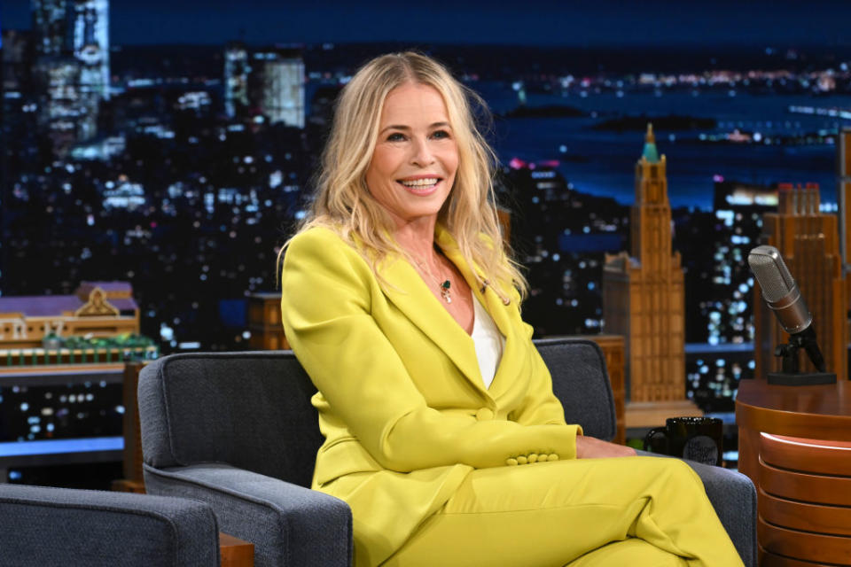 Close-up of Chelsea on a talk show smiling