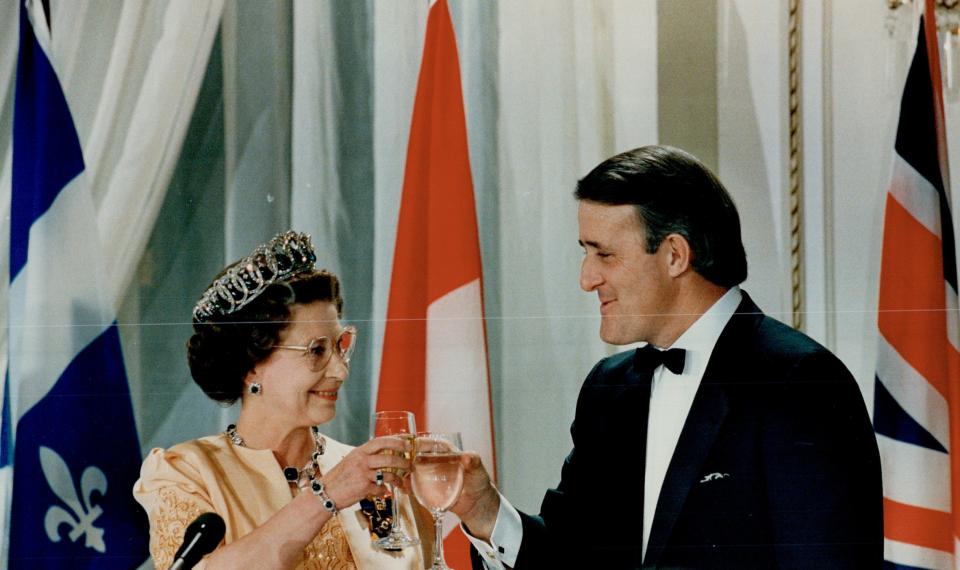 Brian Mulroney with Queen Elizabeth II in 1987