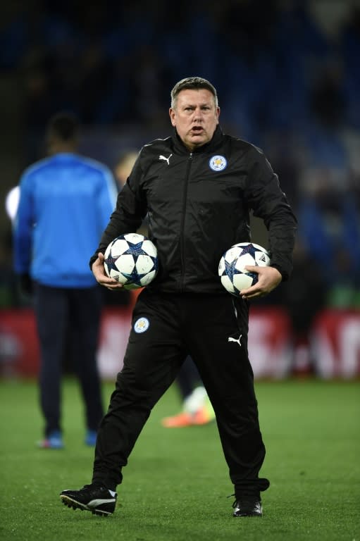 Leicester City's manager Craig Shakespeare attends the warm-up session ahead of their UEFA Champions Champions League round of 16 2nd leg match against Sevilla, at King Power Stadium in Leicester, on March 14, 2017