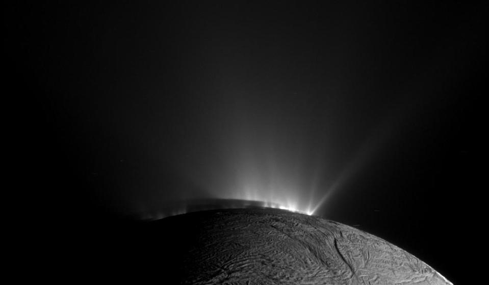 This narrow-angle camera image was taken on November 30. 2010 as Cassini was looking across the south pole of Saturn's sixth biggest moon, Enceladus.