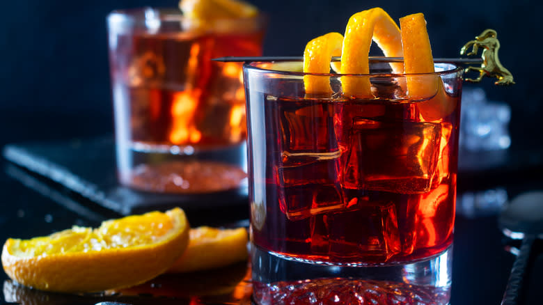 Negroni with orange twist 