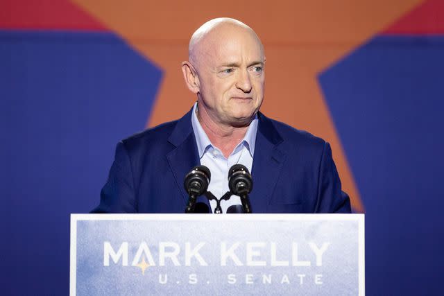 Courtney Pedroza/Getty Then-Senate candidate Mark Kelly speaks in Tucson, Ariz., on Election Night 2020