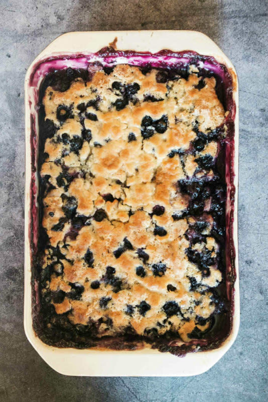 <p>Reluctant Entertainer</p><p>This recipe comes together in 10 minutes. Serve with vanilla ice cream or whipped cream! </p><p><strong>Get the recipe: <a href="https://reluctantentertainer.com/best-blueberry-cobbler-recipe/" rel="nofollow noopener" target="_blank" data-ylk="slk:Best Blueberry Cobbler;elm:context_link;itc:0;sec:content-canvas" class="link ">Best Blueberry Cobbler</a></strong></p>