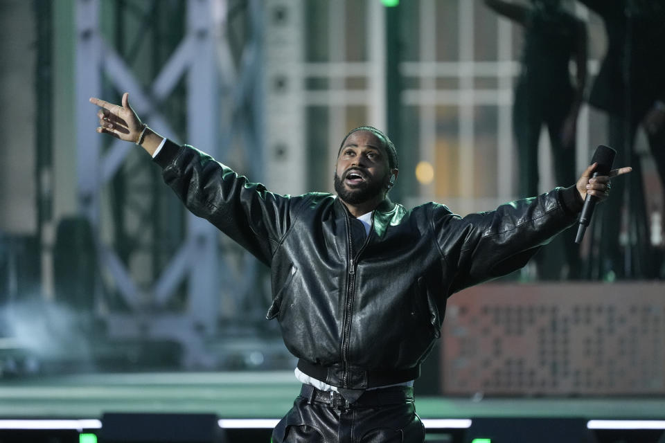 El rapero Big Sean durante su presentación en el concierto "Live From Detroit: The Concert at Michigan Central" el jueves 6 de junio de 2024 en Detroit. (Foto AP/Carlos Osorio)