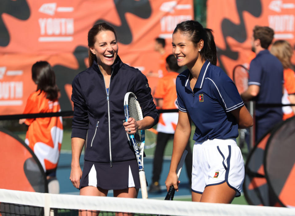 The Duchess of Cambridge met tennis ace Emma Raducanu in September last year and has paid tribute to her on IWD. (Photo by Chris Jackson/Getty Images for LTA)