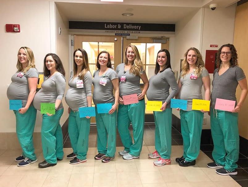 These nurses are all expecting in the next few months Photo: Facebook