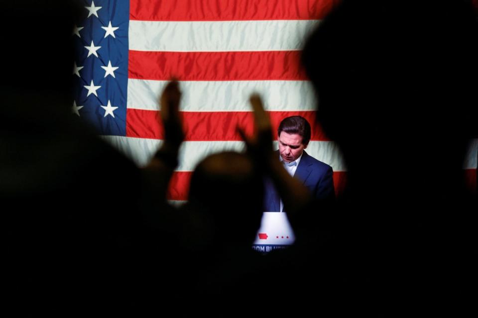 <div class="inline-image__title">USA-ELECTION/DESANTIS</div> <div class="inline-image__caption"><p>Florida Governor Ron DeSantis makes his first trip to the early voting state of Iowa for a book tour stop at the Rhythm City Casino Resort in Davenport, Iowa, U.S. March 10, 2023. </p></div> <div class="inline-image__credit">Jonathan Ernst/Reuters</div>