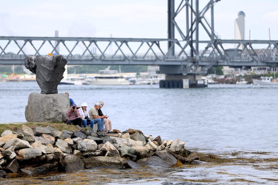 Locals flock to Four Tree Island as tall ships come into the harbor during the Parade of Sail in Portsmouth on Thursday, Aug. 11, 2022.
