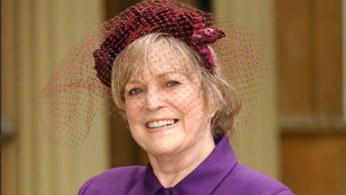 Author Dame Shirley Conran after receiving an OBE for services to equal opportunities from the Prince of Wale