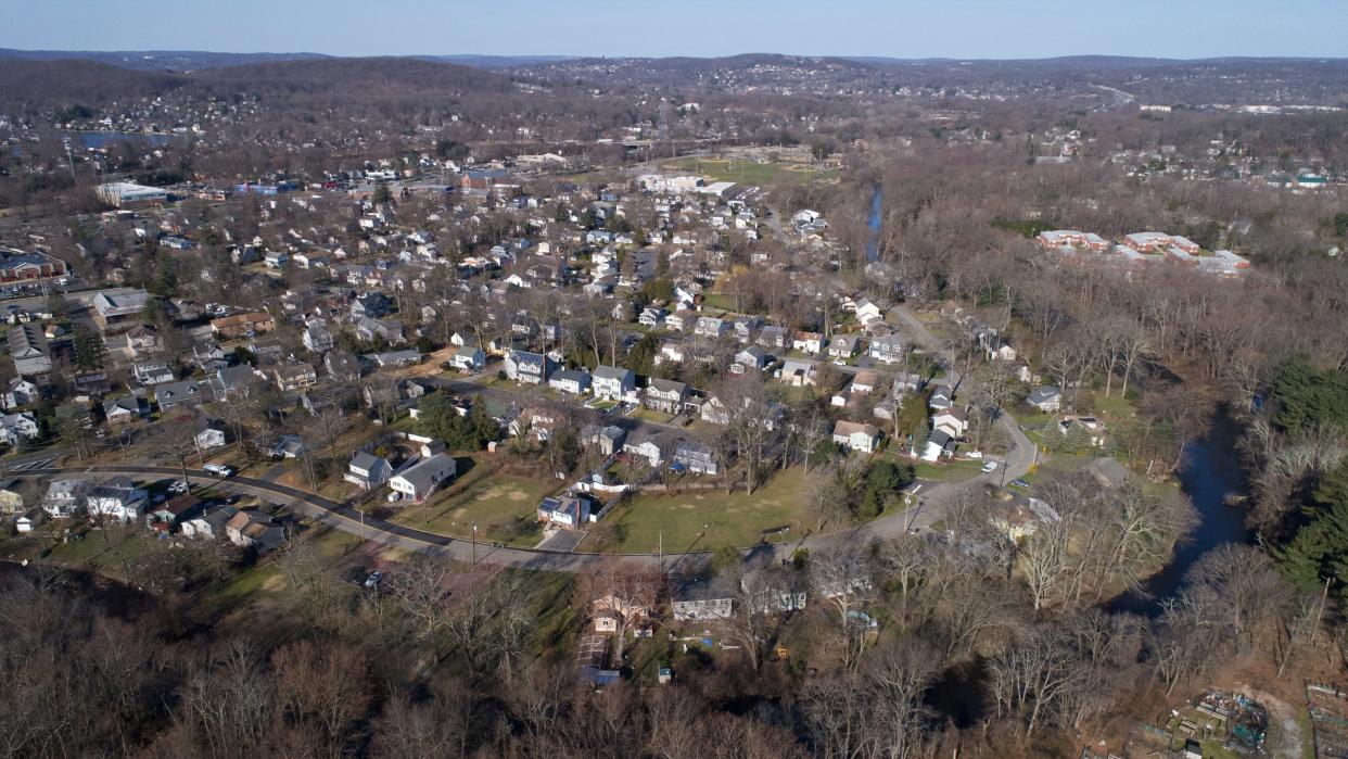 Denville, NJ March 12, 2023 -- The Park Meadow section of Denville along the Rockaway River.