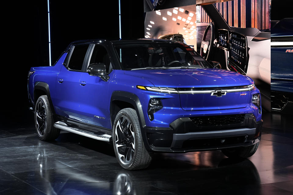 The 2024 Chevrolet Silverado EV RST is shown in Detroit, Wednesday, Jan. 5, 2022. (AP Photo/Paul Sancya)