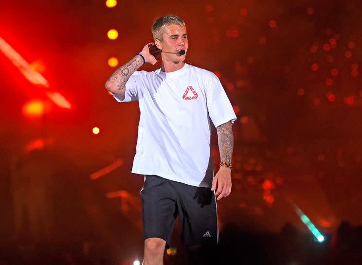 Justin Bieber performs for his “Purpose” tour in Mumbai, India, May 10. (Photo by Pratik Chorge/Hindustan Times via Getty Images)