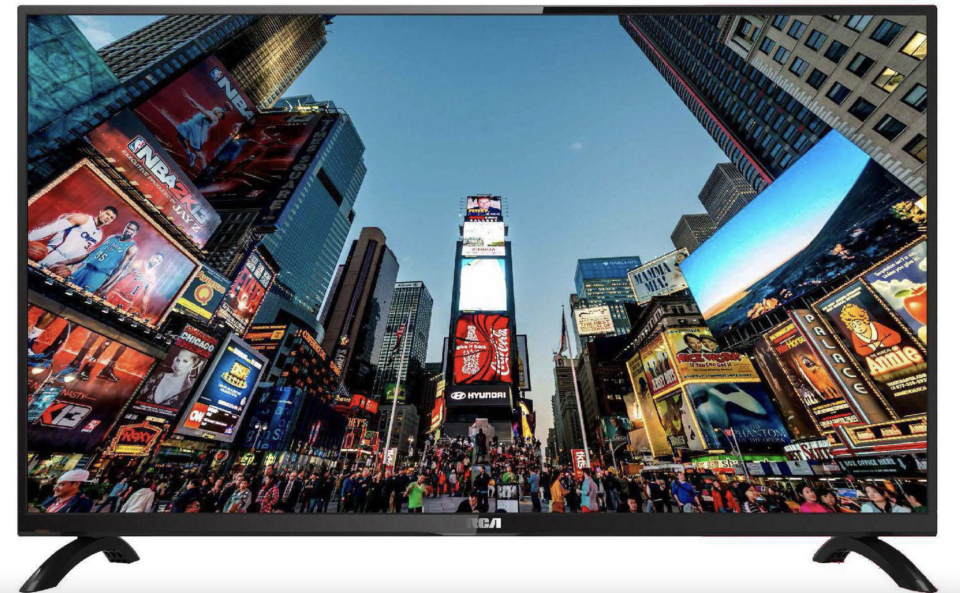 RCA HD LED TV with new york time square on screen