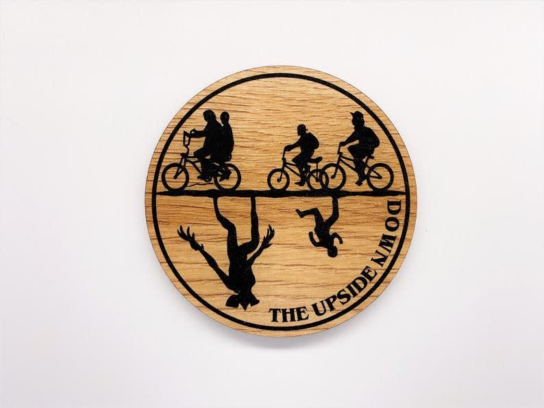 14) Stranger Things inspired coasters The upside down eggo eleven friends dont lie