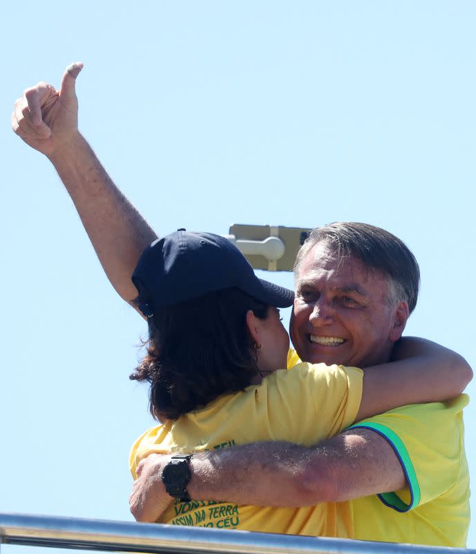 Former Brazilian President Bolsonaro rallies with supporters in Rio de Janeiro