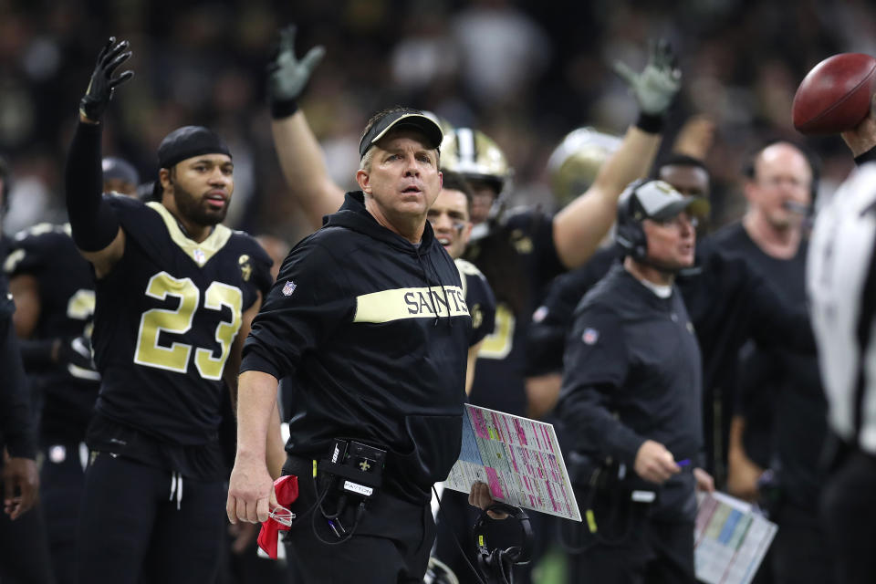 Saints fans are salty over a blown non-call that helped to cost their team a chance at the Super Bowl. (Photo by Chris Graythen/Getty Images)