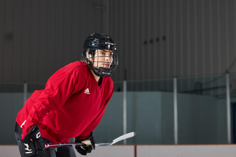 PWHL star Sarah Nurse on the ice as part of 'The Joy of Sport' campaign presented by adidas