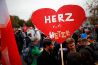 <p>People demonstrate after the killing of a German man in Chemnitz, Germany, Sept. 1, 2018. The banner reads “Heart instead of baiting”. (Photo: Hannibal Hanschke/Reuters) </p>