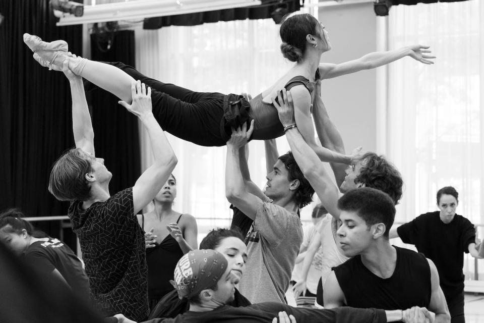 Koto Ishihara with Artists of the Ballet is pictured here in rehearsal for UtopiVerse.