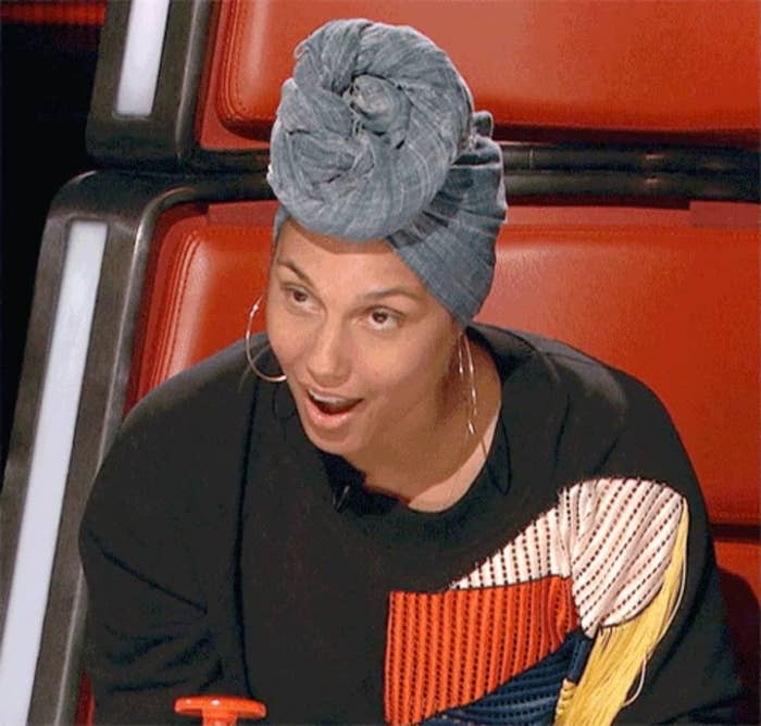 Closeup of Alicia Keys on "The Voice"