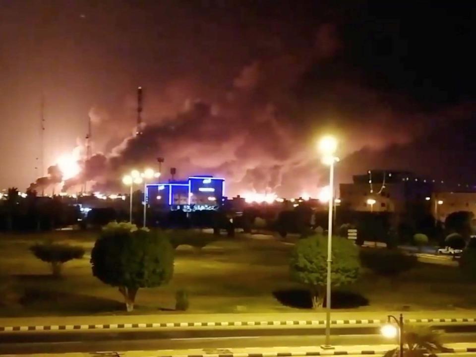 Smoke billows from fires at the Aramco factory in Abqaiq, Sauid Arabia: REUTERS