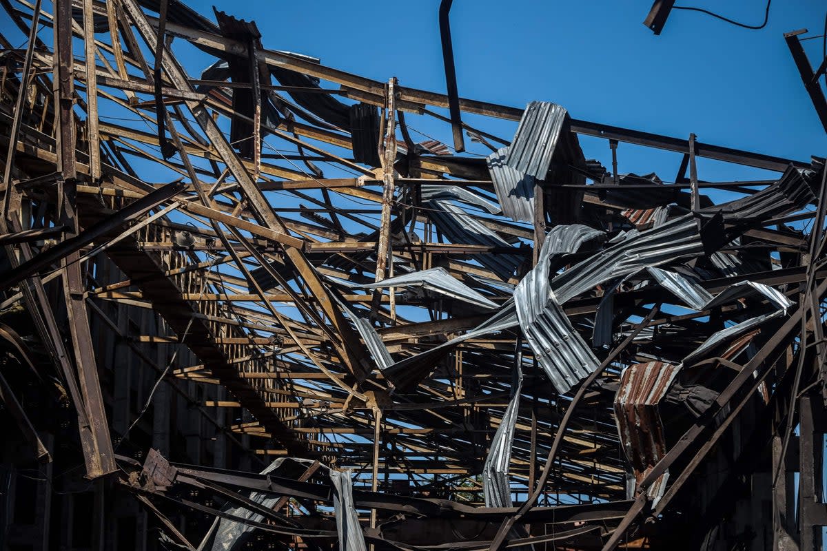 An industrial building damaged after a Russian missile strike in Odesa (AFP)