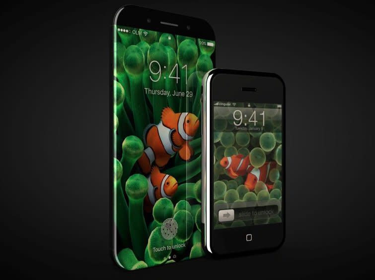 An iPhone 8 concept design next to original iPhone. Credit: Oscar Luna Martinez